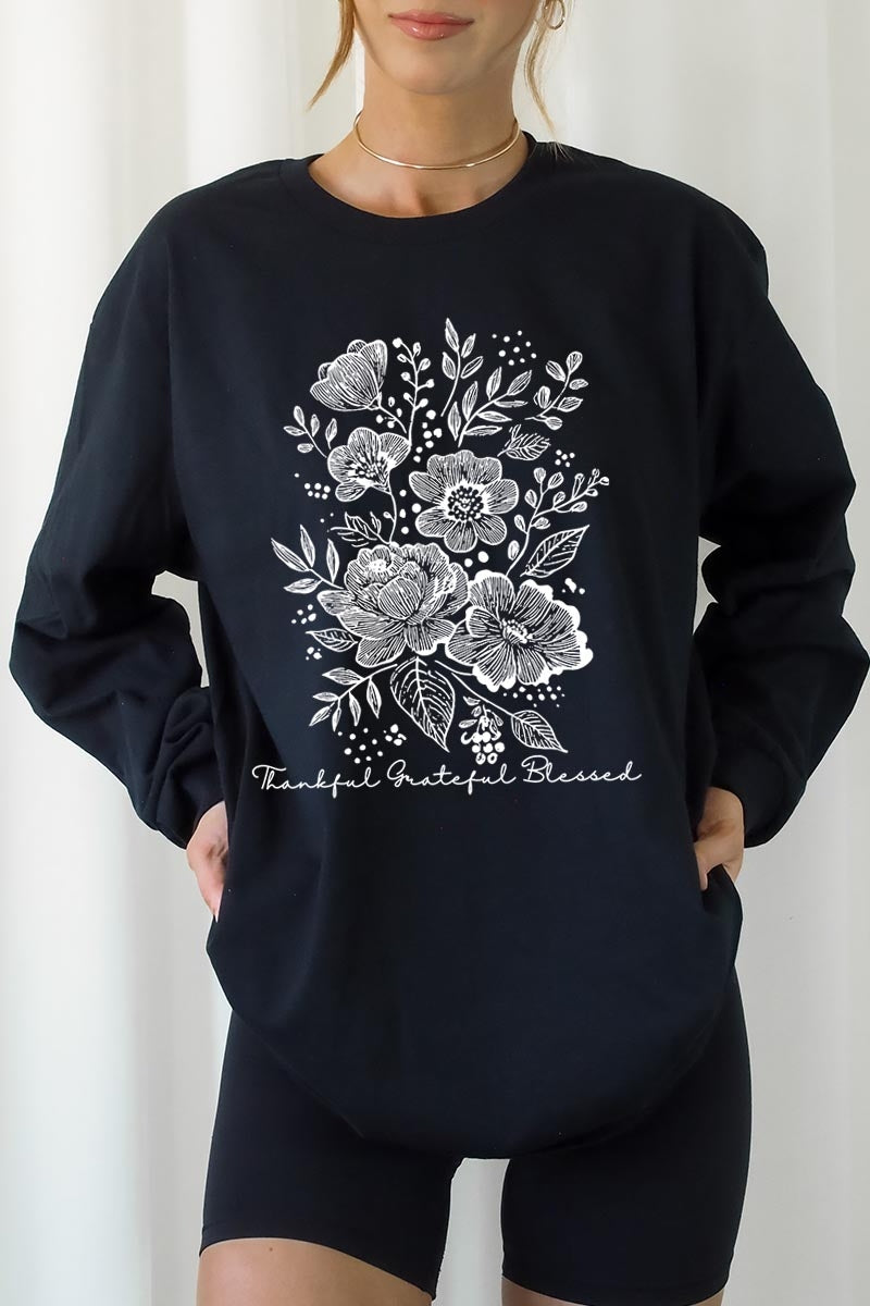 UL240-E3155 Neutral Thanksgiving Graphic Long Sleeve Tee $13.75