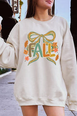 UL180-E3121 Fall Brushstroke Bow Graphic Sweatshirt $20
