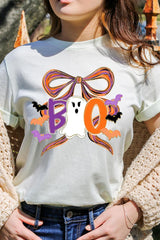US3001-E3120 Boo Brushstroke Bow Graphic Tee $12.5
