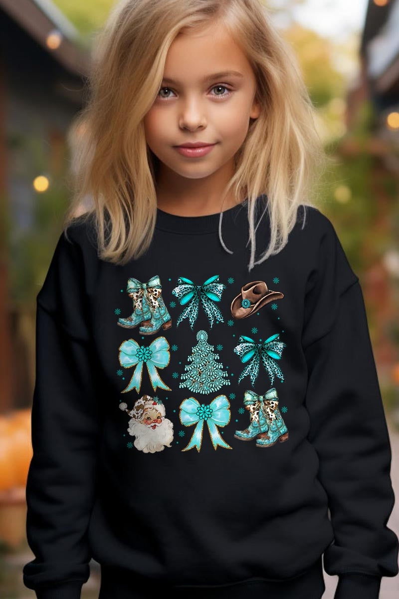 UL180B-E3180Z Western Christmas Kids Graphic Sweatshirt $20