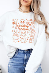 UL180P-E3141 Halloween Doodle Graphic Plus Sweatshirt $25