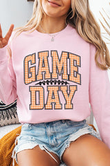 UL180-E3129 Orange Gingham Game Day Graphic Sweatshirt $20