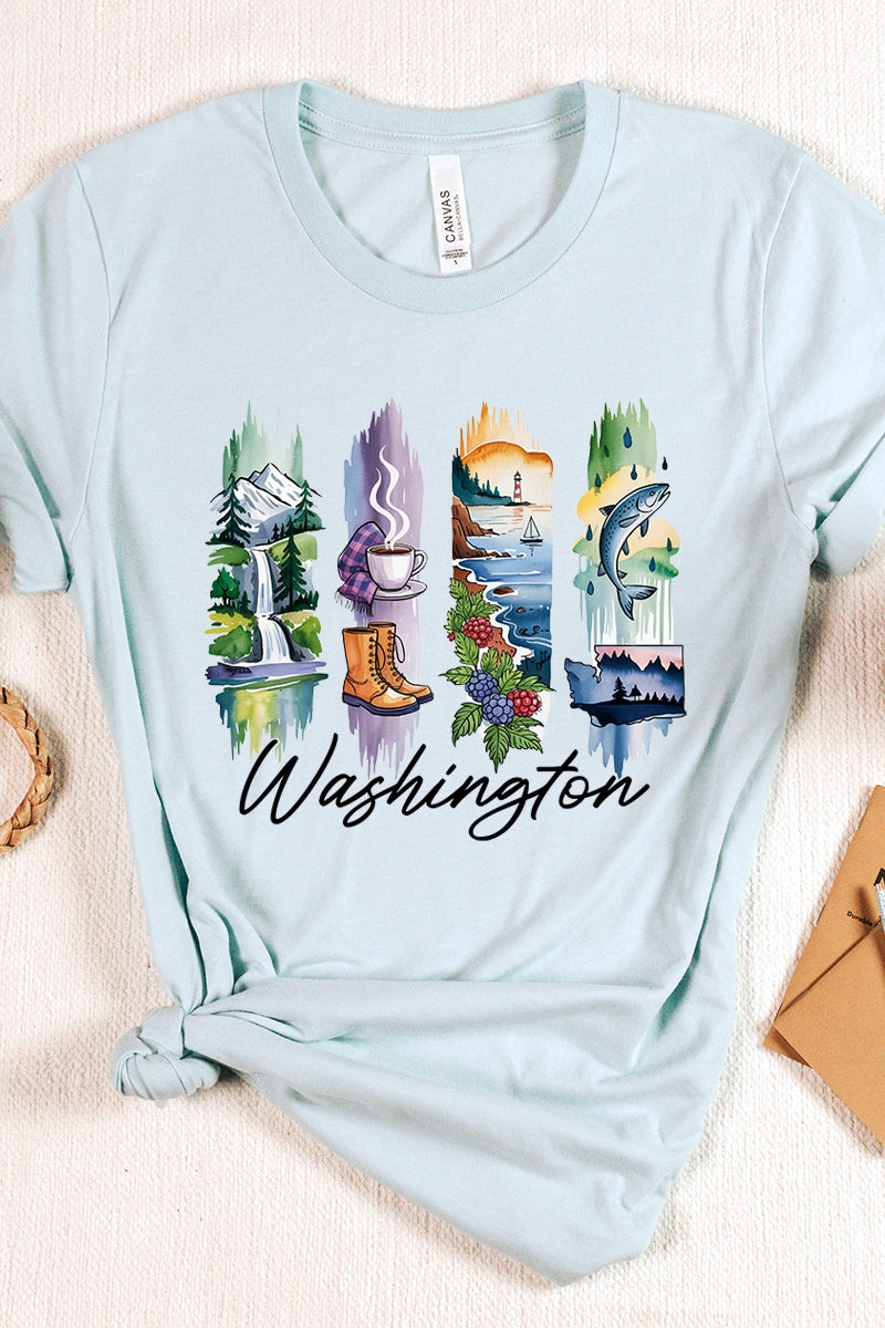 US3001-E3061WA Washington State Brushstroke Graphic Tee $12.5