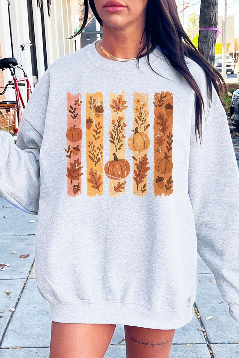 UL180-E3110 Brushstroke Boho Fall Graphic Sweatshirt $20