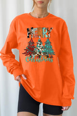UL240-E3200 Merry Christmas Trees Graphic Long Sleeve Tee $13.75