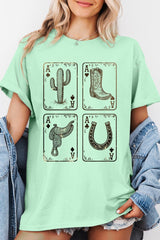 5000-E3094 Western Cowgirl Card Graphic Heavy Cotton Tee $9