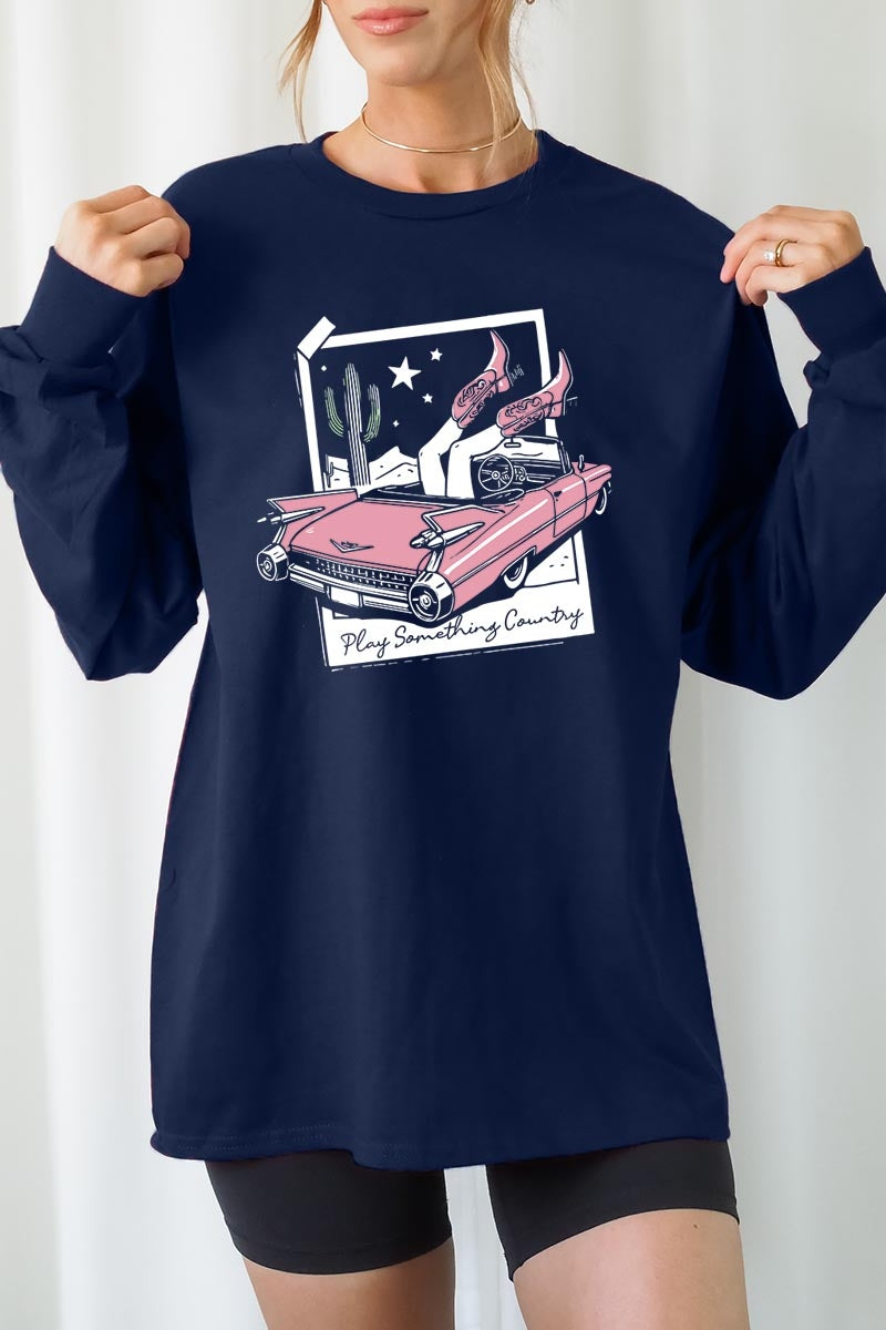 UL240P-E3098 Play Something Country Plus Long Sleeve Tee $17