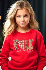 UL180B-E3071Z Fall Vibes Rustic Script Kids Graphic Sweatshirt $20