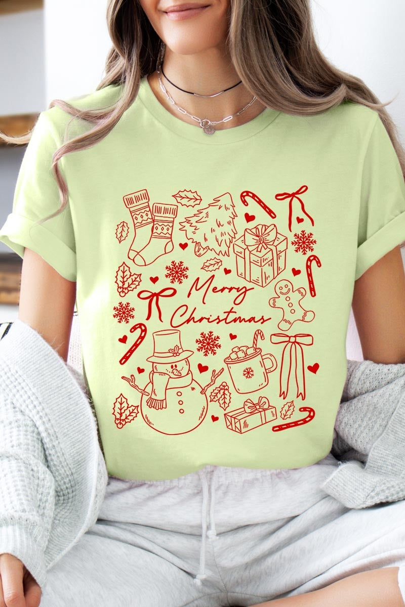 US3001-E3181 Christmas Doodle Graphic Tee $12.5