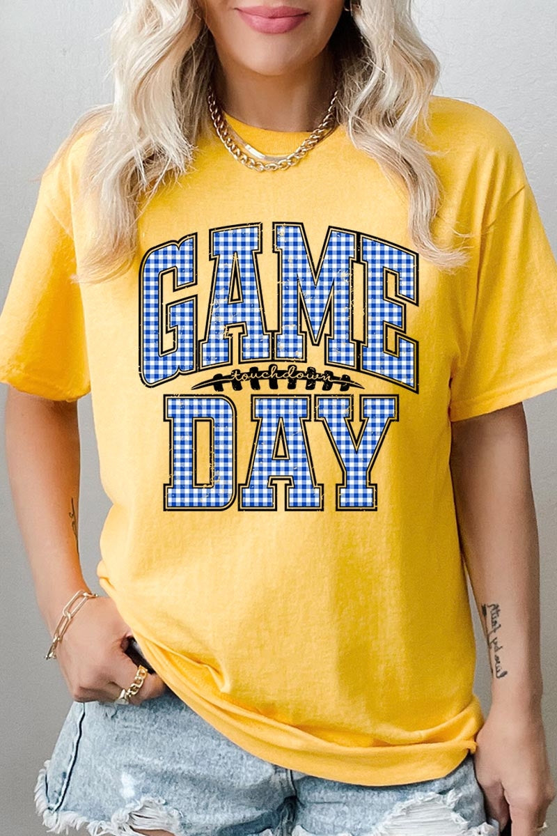 5000P-E3130 Blue Gingham Game Day Plus Heavy Cotton Tee $12.75