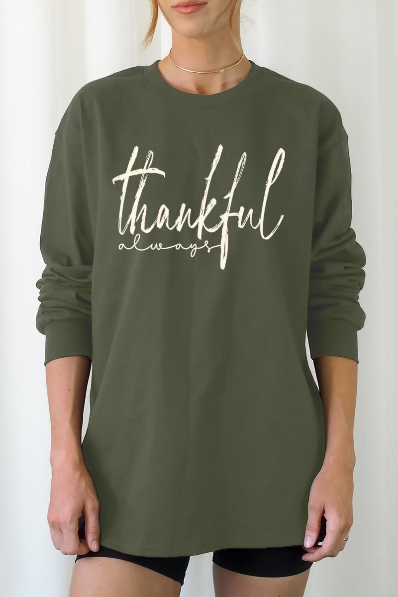 UL240P-E3170 Thankful Graphic Plus Long Sleeve Tee $17