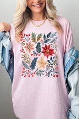 5000-E3186 Floral Christmas Graphic Heavy Cotton Tee $9