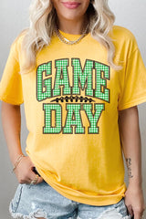 5000-E3128 Green Gingham Game Day Graphic Heavy Cotton Tee $9