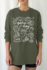 UL240-E3081 Football Doodles Graphic Long Sleeve Tee $13.75