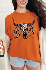 5000-E3176 Western Bullskull Graphic Heavy Cotton Tee $9