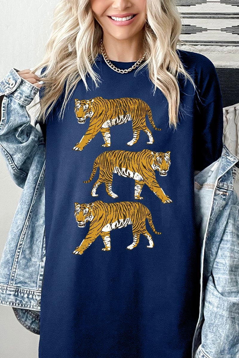 5000-E3104 Retro Tigers Graphic Heavy Cotton Tee $9