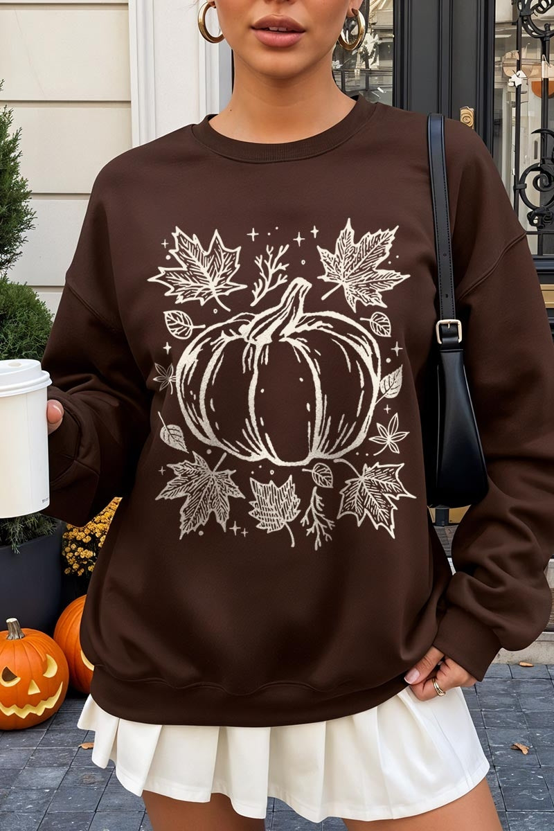 UL180P-E3162 Fall Pumpkin Graphic Plus Sweatshirt $25