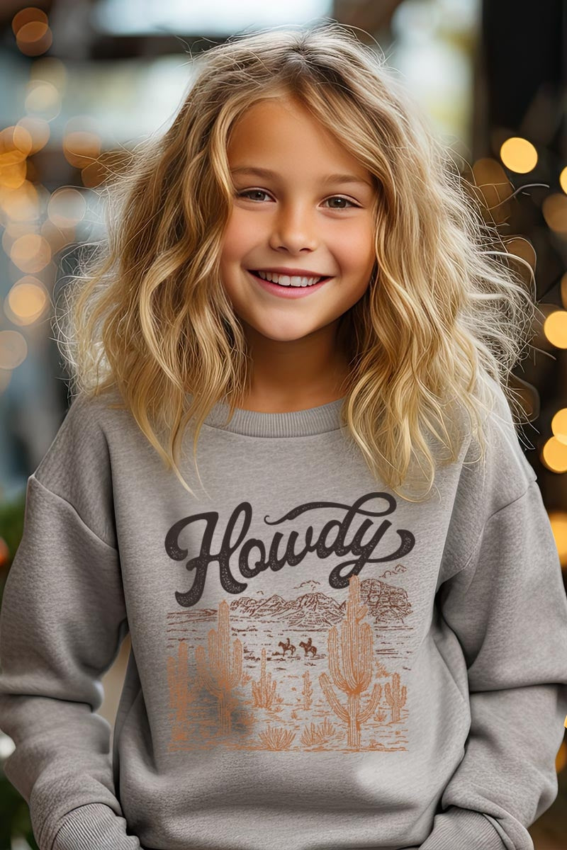 UL180B-E3095Z Howdy Desert Western Kids Graphic Sweatshirt $20