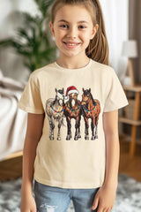US3001Y-E3182Z Christmas Horses Kids Graphic Tee $11