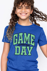 US3001Y-E3128Z Green Gingham Game Day Kids Graphic Tee $11