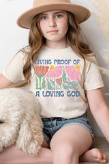 US3001Y-E3066Z Living Proof of a Loving God Kids Graphic Tee $11