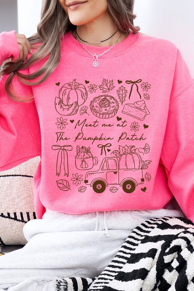 UL180-E3163 Pumpkin Patch Doodle Graphic Sweatshirt $20