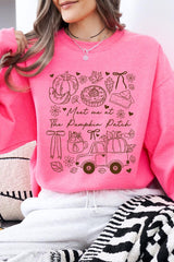 UL180P-E3163 Pumpkin Patch Doodle Graphic Plus Sweatshirt $25
