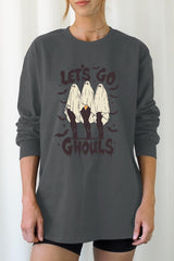 UL240-E3160 Letu2019s Go Ghouls Ghost Graphic Long Sleeve Tee $13.75
