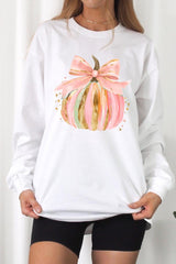 UL240P-E3083 Brushstroke Pumpkin Graphic Plus Long Sleeve Tee $17
