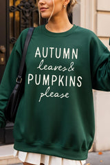 UL180P-E3158 Autumn Leaves Pumpkins Graphic Plus Sweatshirt $25