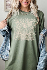 5000P-E3112 Pumpkin Botanical Graphic Plus Heavy Cotton Tee $12.75
