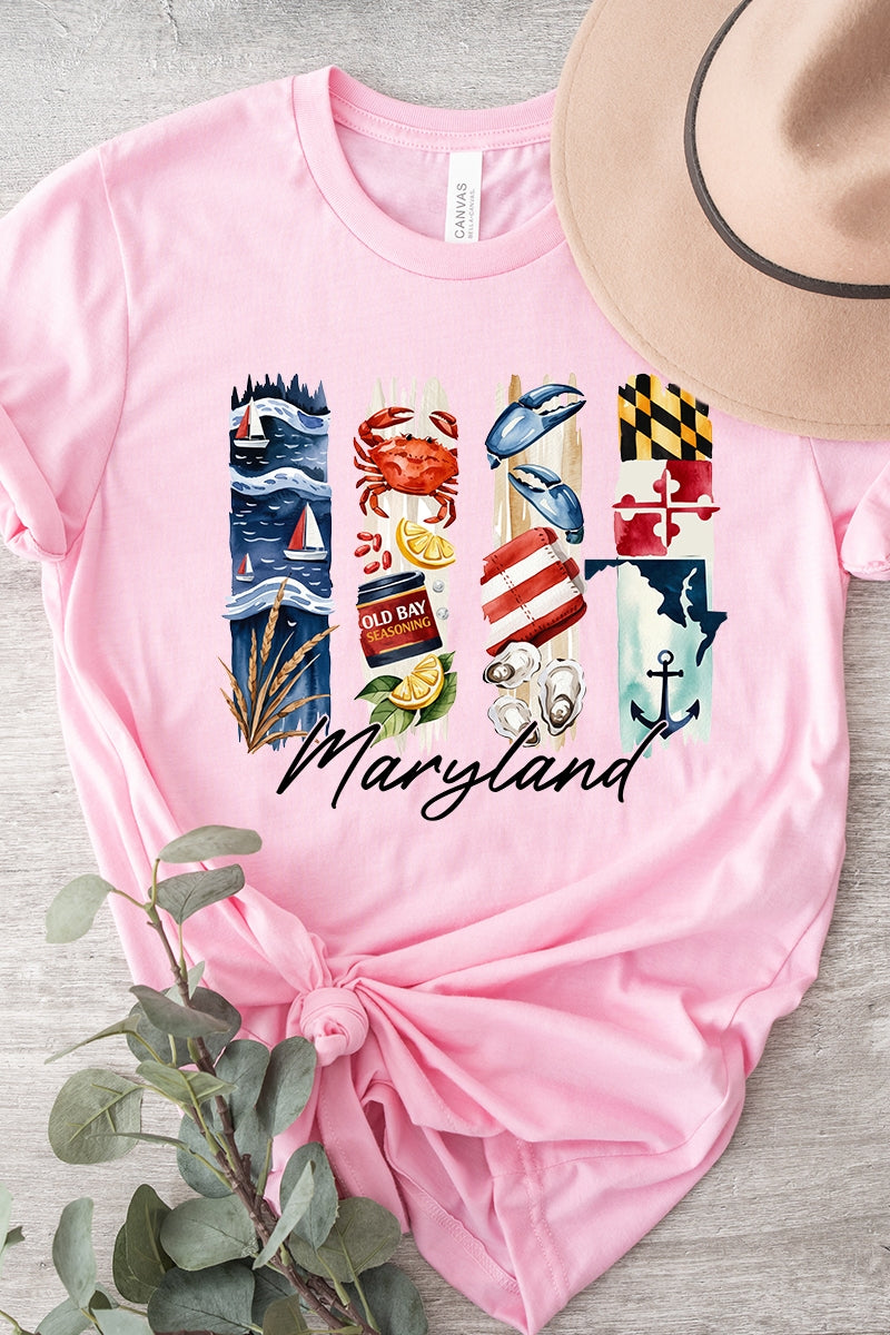 US3001-E3061MD Maryland State Brushstroke Graphic Tee $12.5