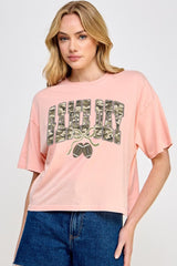 CTS-E3131 Football Game Day Camo Graphic Relaxed Crop Top $11