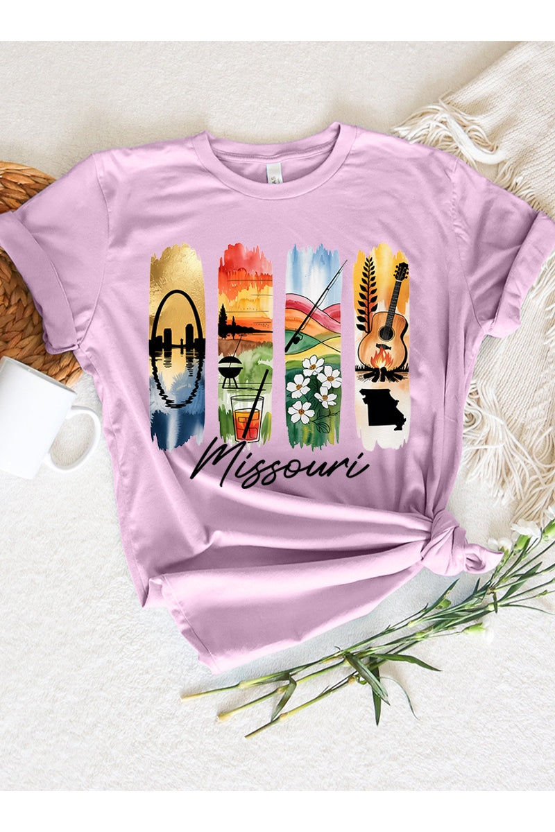 US3001-E3061MO Missouri State Brushstroke Graphic Tee $12.5