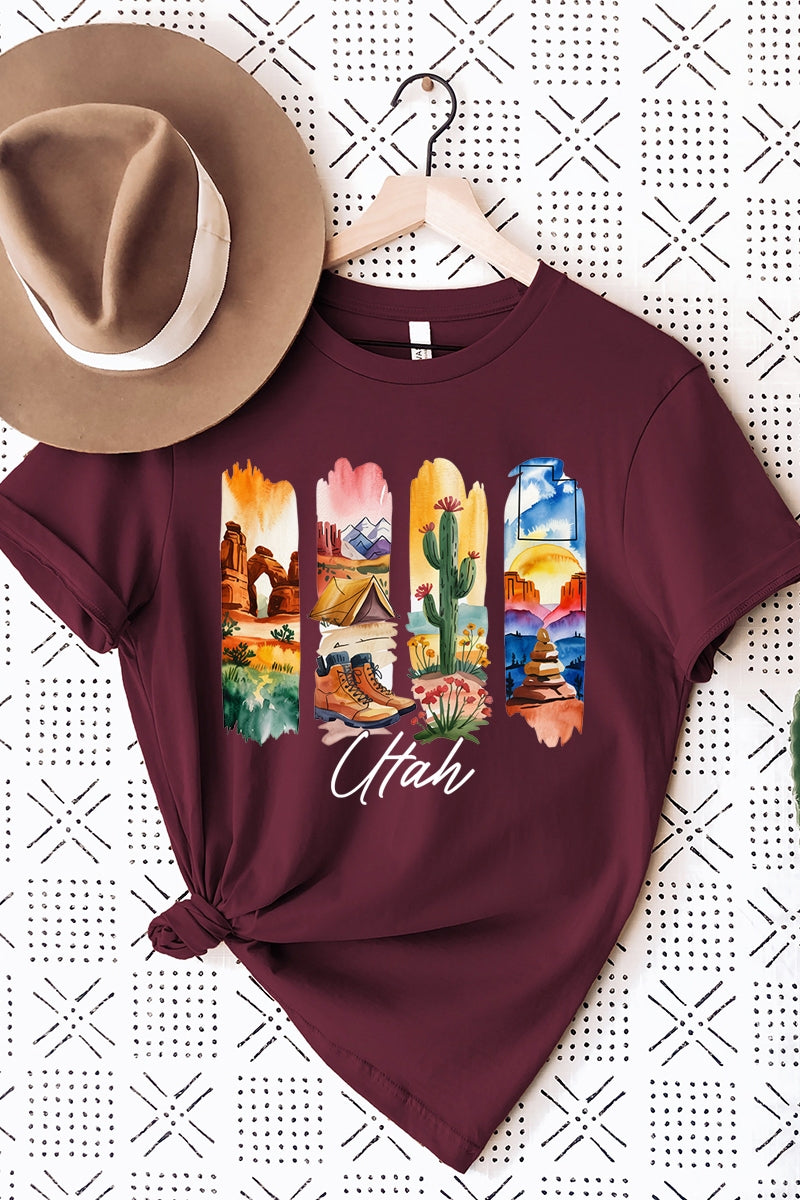 US3001-E3061UT Utah State Brushstroke Graphic Tee $12.5