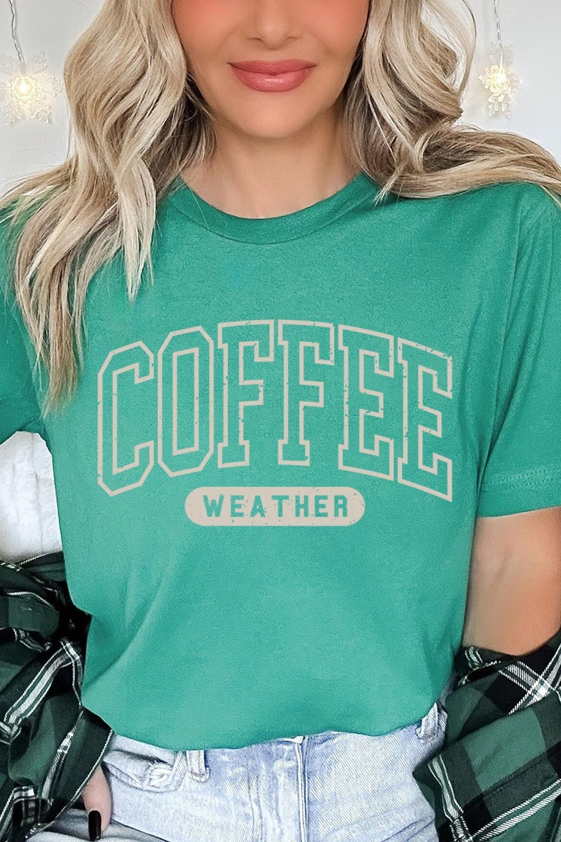 US3001P-E3207 Coffee Weather Graphic Plus Tee $16