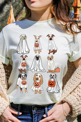 US3001P-E3106 Halloween Ghost Dog Graphic Plus Tee $16