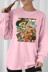 UL240-E3096 Vintage Western Collage Graphic Long Sleeve Tee $13.75