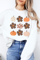 UL180P-E3117 Pumpkins & Flowers Fall Graphic Plus Sweatshirt $25