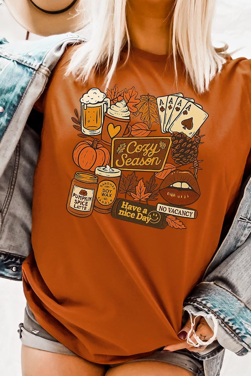US3001P-E3119 Retro Fall Collage Graphic Plus Tee $16