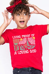 US3001Y-E3066Z Living Proof of a Loving God Kids Graphic Tee $11