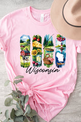 US3001-E3061WI Wisconsin State Brushstroke Graphic Tee $12.5