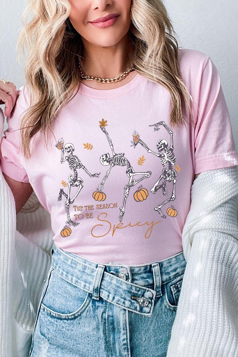 US3001P-E3123 Halloween Skeleton Graphic Plus Tee $16