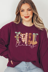 UL180-E3071 Fall Vibes Rustic Script Graphic Sweatshirt $20
