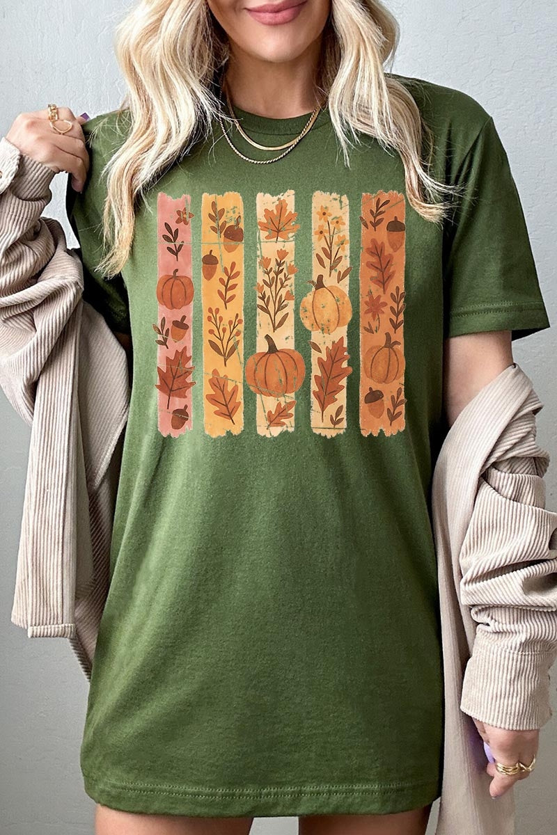 US3001P-E3110 Brushstroke Boho Fall Graphic Plus Tee $16