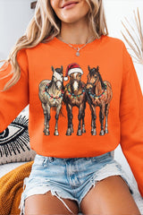 UL180P-E3182 Christmas Horses Graphic Plus Sweatshirt $25