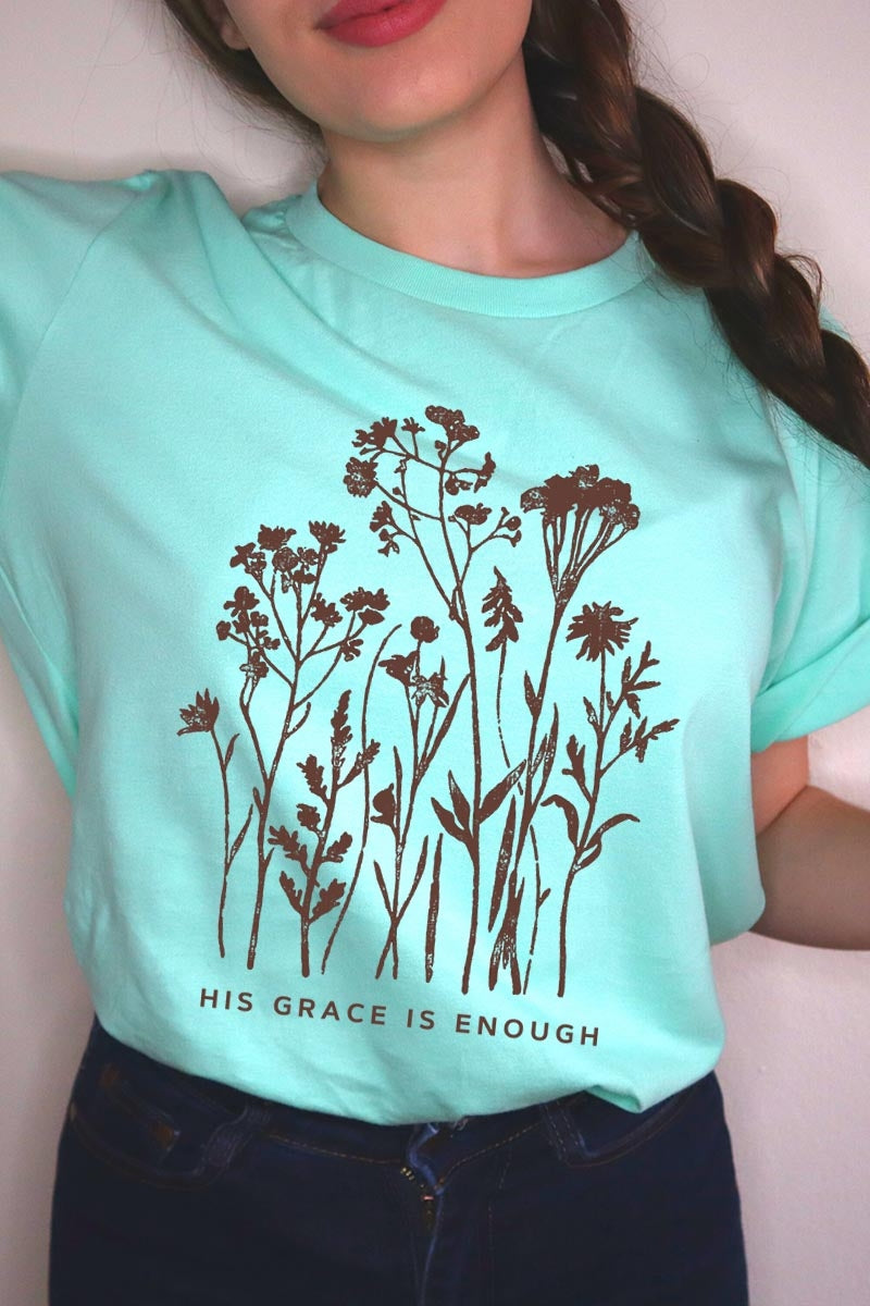 US3001-E3146 Christian Wildflower Graphic Tee $12.5