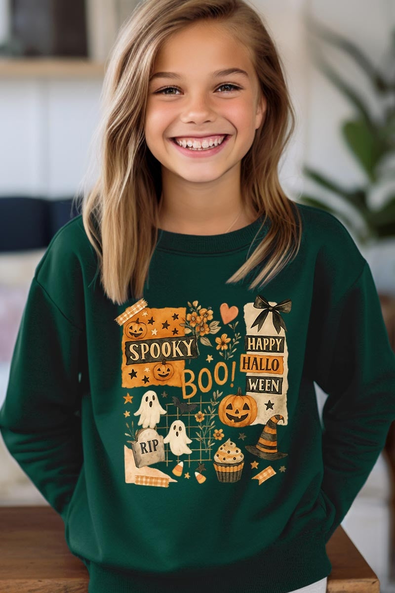 UL180B-E3084Z Halloween collage Kids Graphic Sweatshirt $20