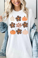 5000-E3117 Pumpkins & Flowers Fall Graphic Heavy Cotton Tee $9