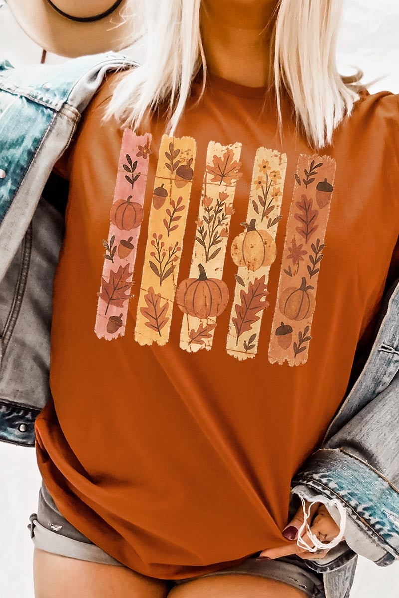 US3001P-E3110 Brushstroke Boho Fall Graphic Plus Tee $16